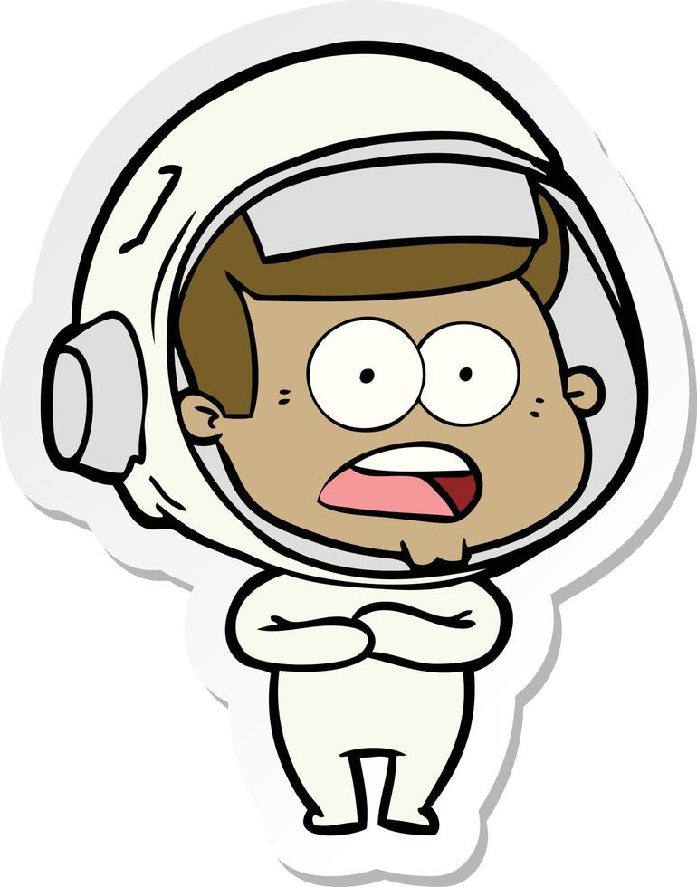 sticker of a cartoon surprised astronaut vector