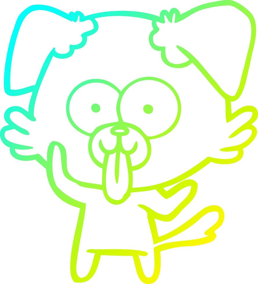 cold gradient line drawing cartoon dog with tongue sticking out vector