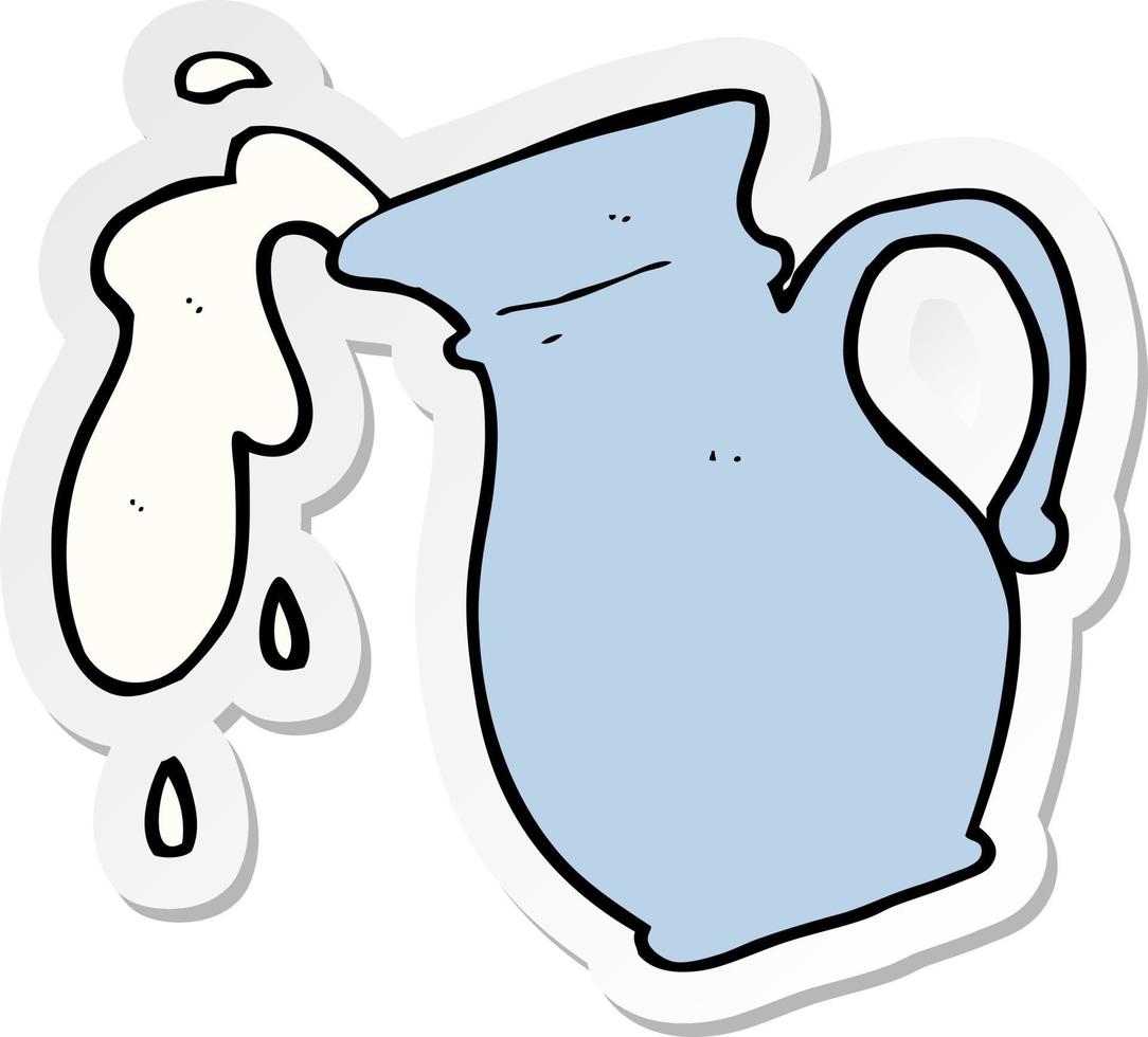 pegatina de una jarra de leche de dibujos animados vector