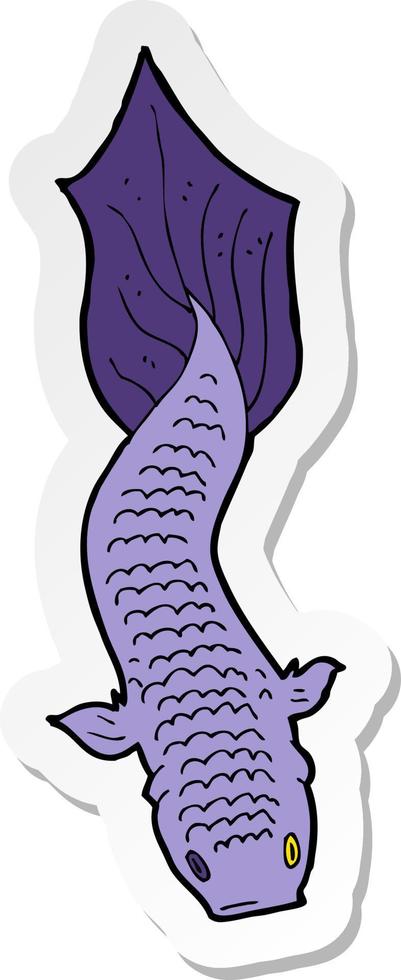 sticker of a cartoon fish vector