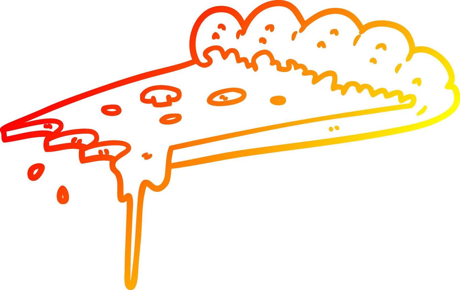 dibujo de línea de gradiente cálido rebanada de pizza de dibujos animados vector