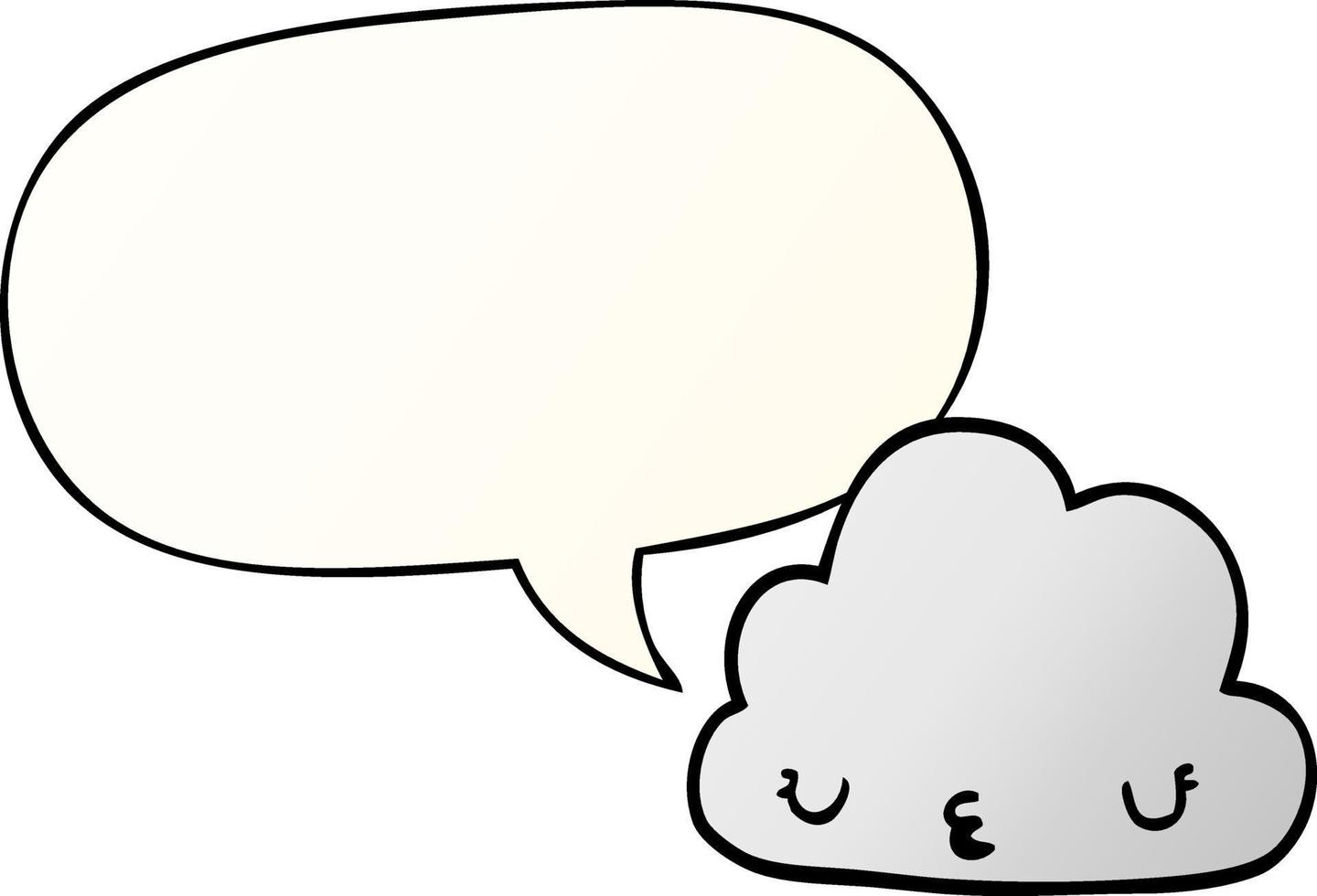 cute cartoon cloud and speech bubble in smooth gradient style vector