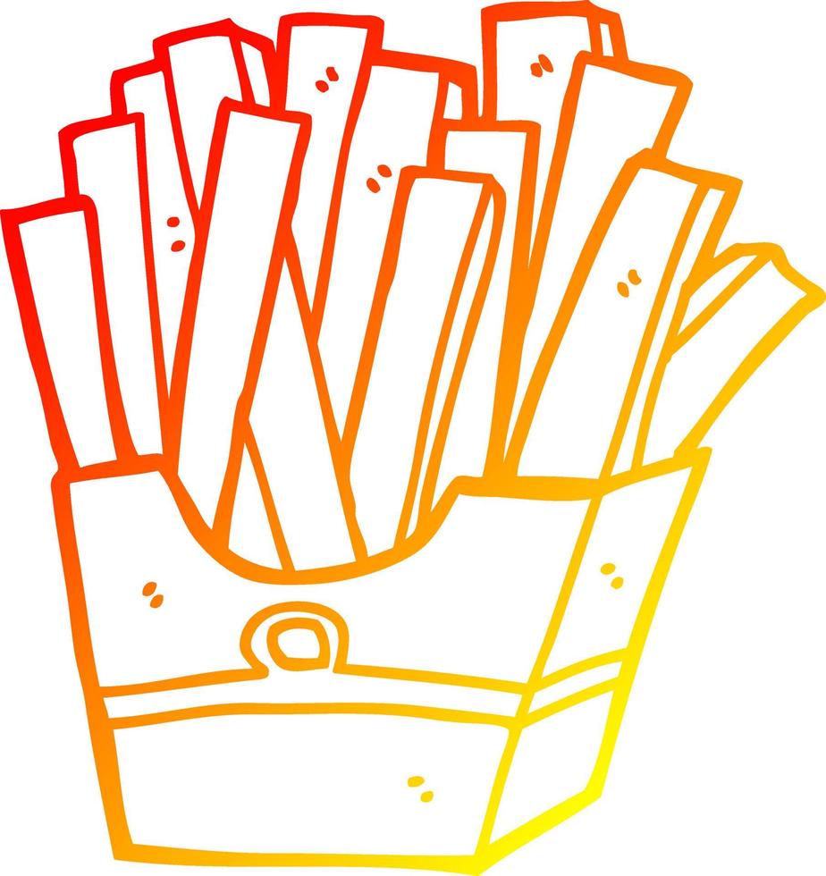 warm gradient line drawing cartoon fries vector