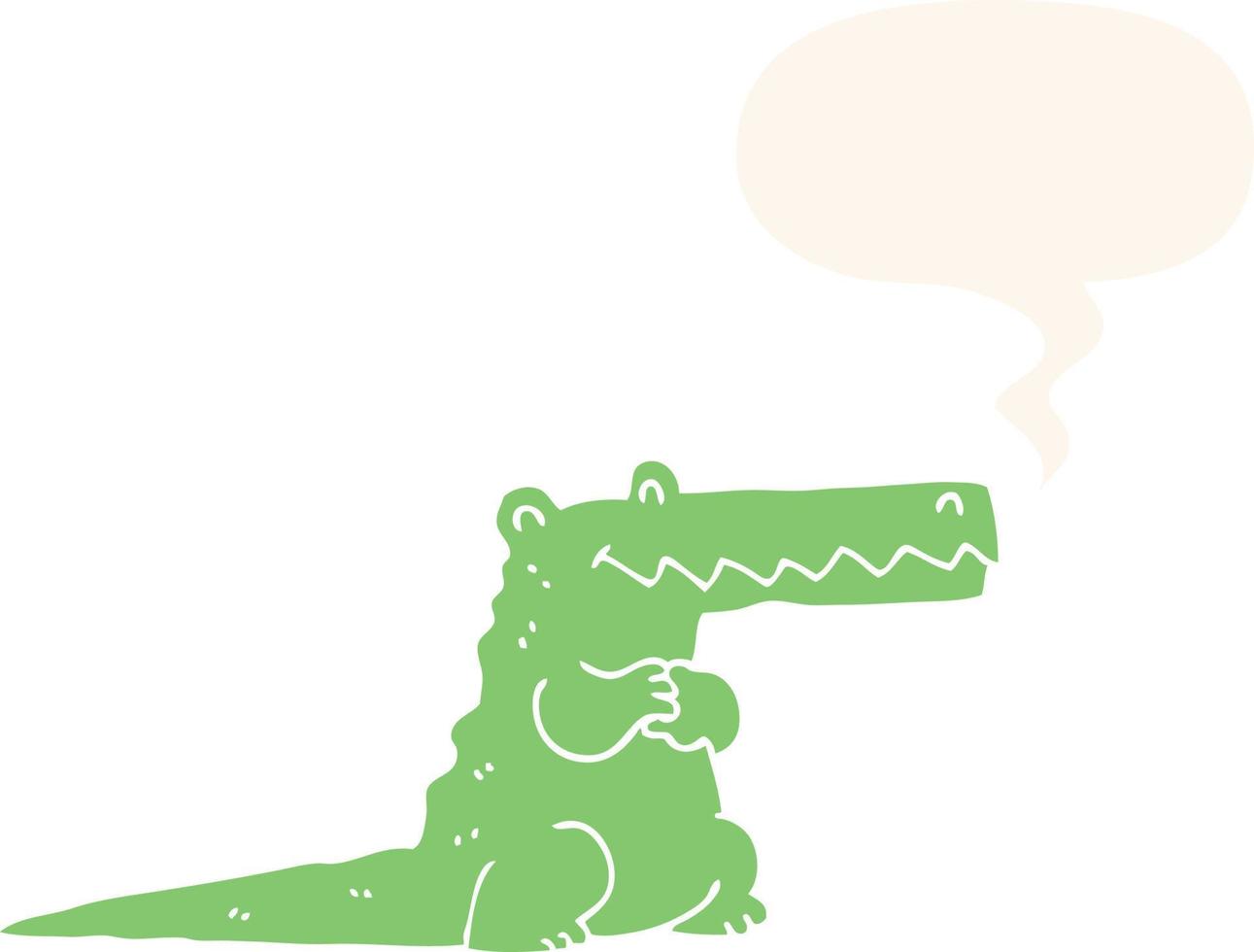 cartoon crocodile and speech bubble in retro style vector