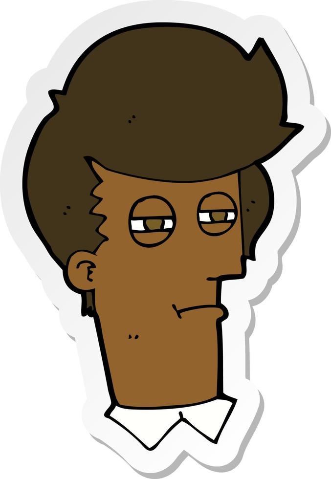 sticker of a cartoon man with narrowed eyes vector