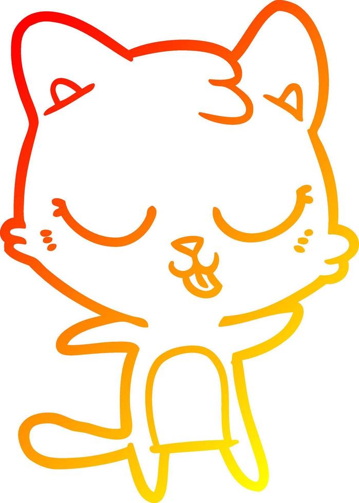 warm gradient line drawing cute cartoon cat vector