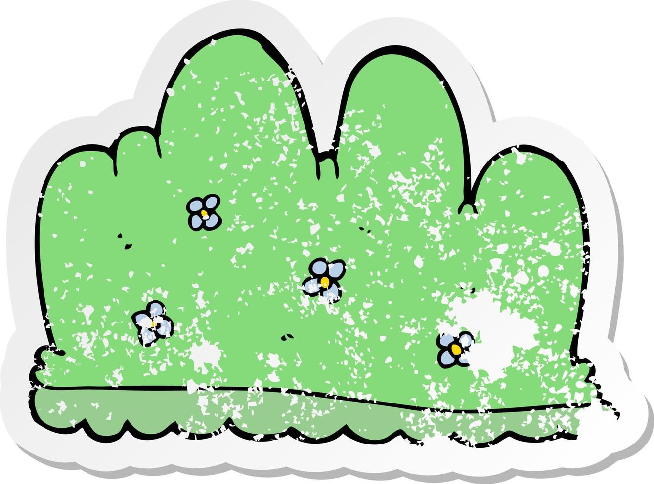 distressed sticker of a cartoon hedge vector