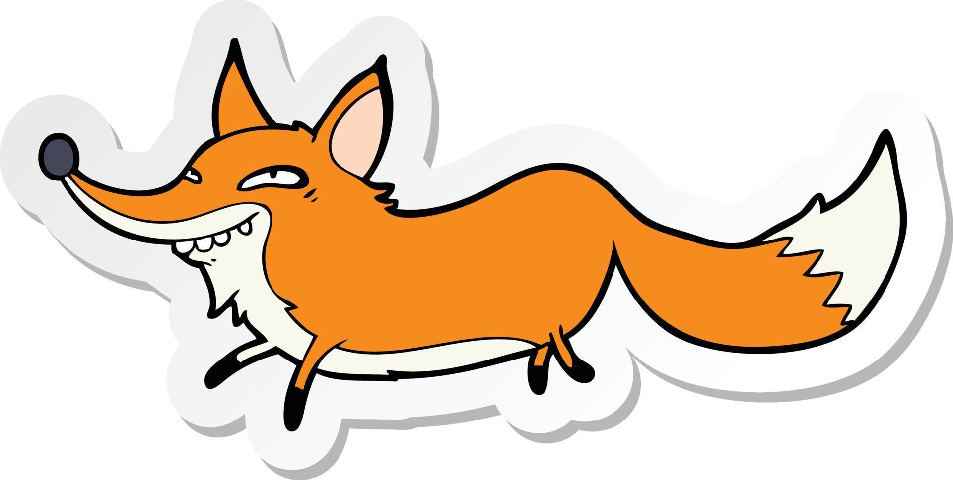 sticker of a cartoon sly fox 10241937 Vector Art at Vecteezy