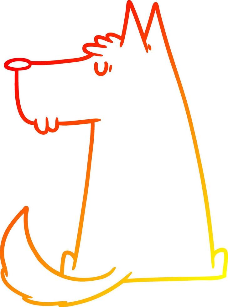 warm gradient line drawing cute cartoon dog vector