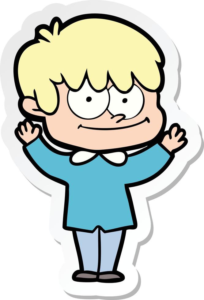 sticker of a happy cartoon man vector