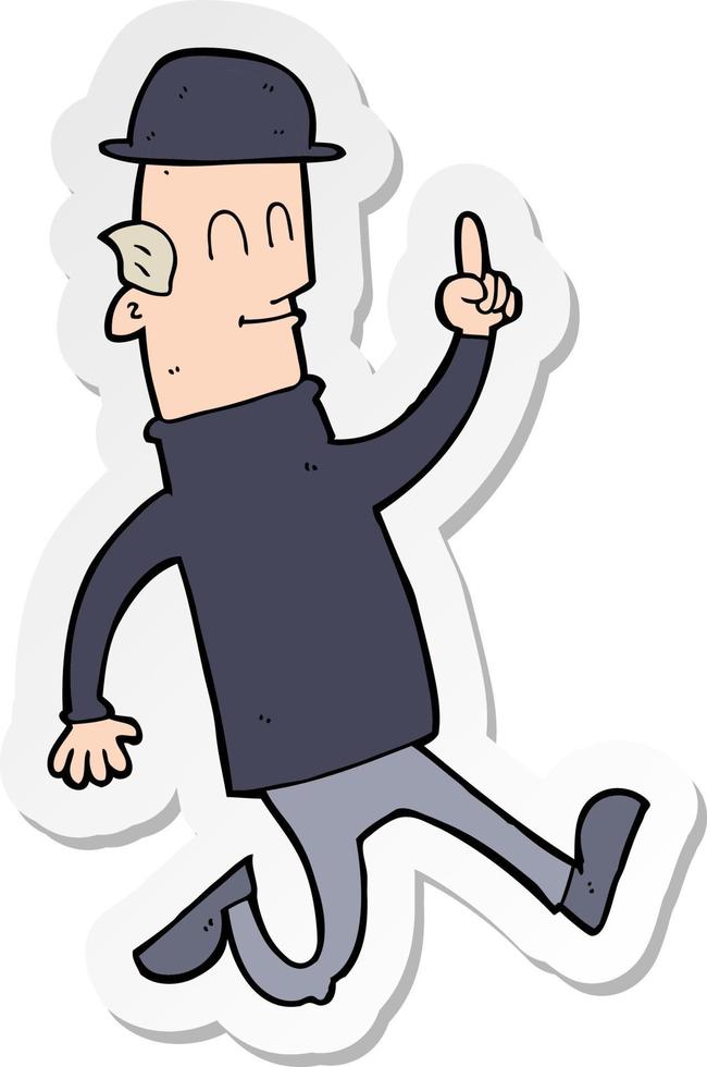 sticker of a cartoon man wearing bowler hat vector