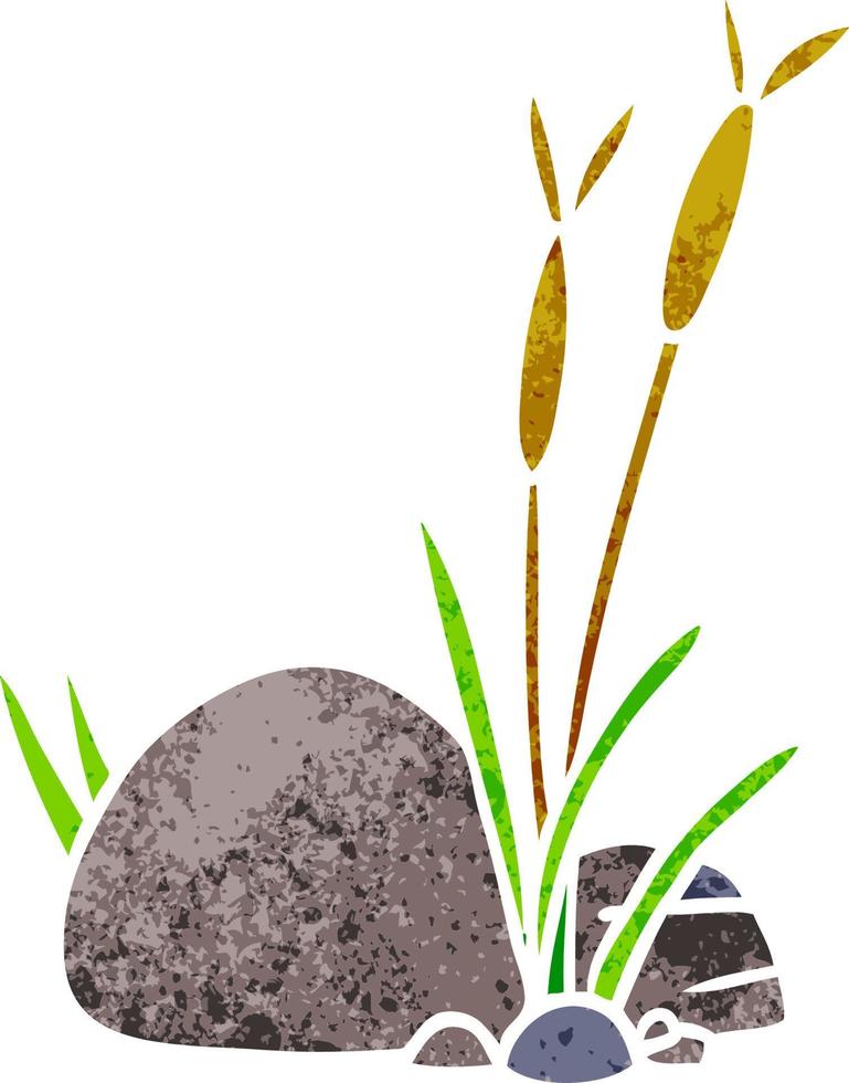 retro cartoon doodle of stone and pebbles vector