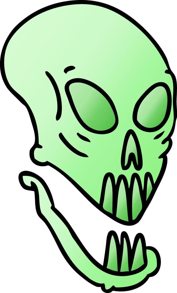 garabato de dibujos animados degradado de una cabeza de calavera vector