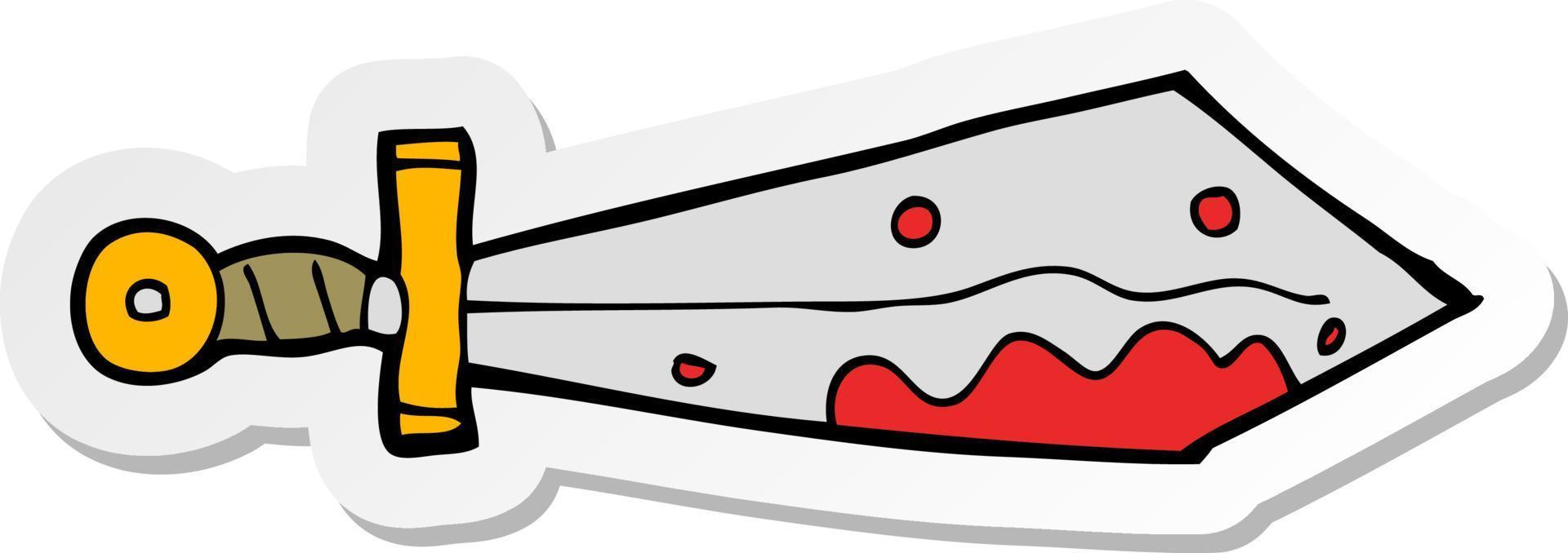 sticker of a cartoon bloody sword vector