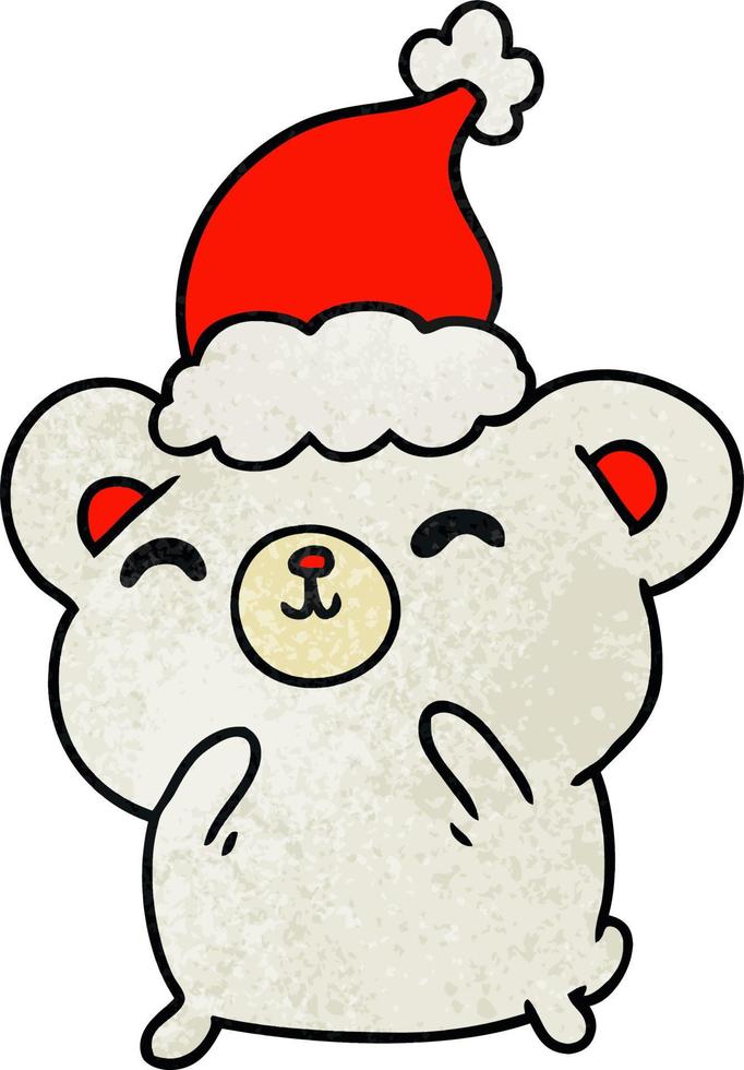 christmas textured cartoon of kawaii polar bear vector