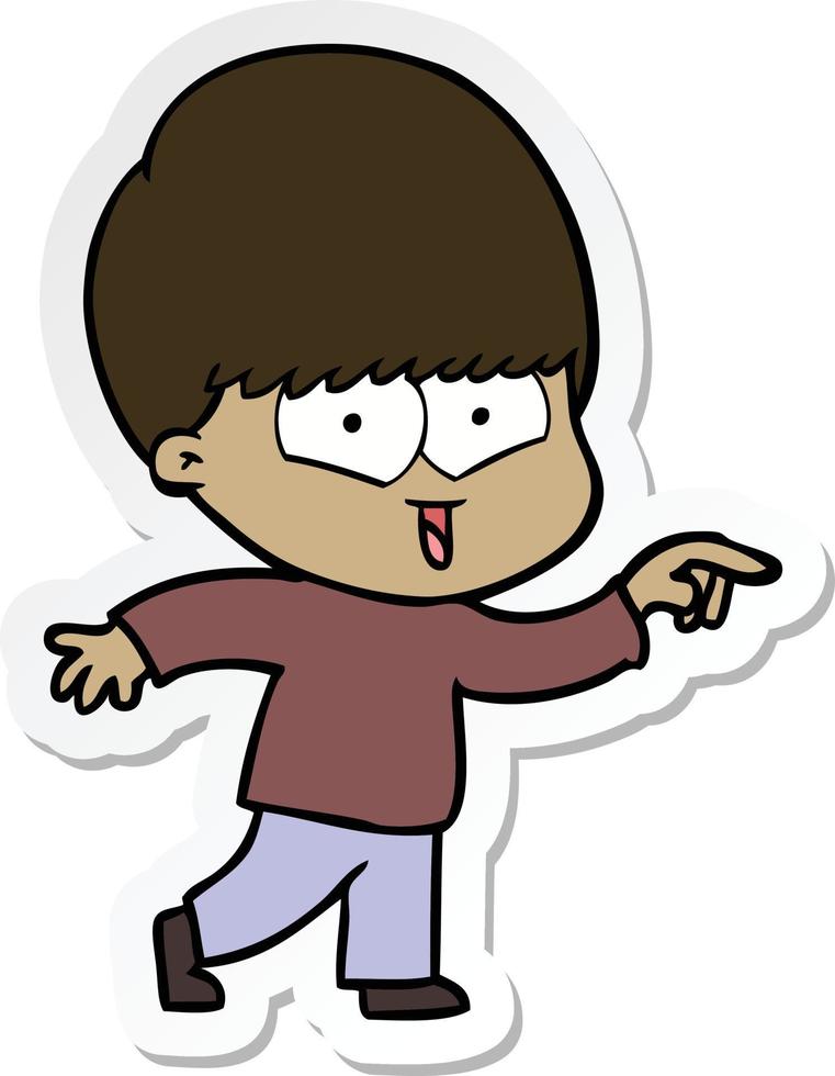 sticker of a cartoon happy boy vector