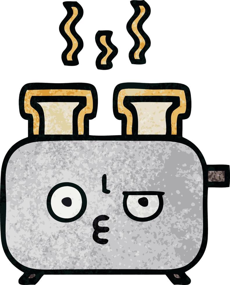 retro grunge texture cartoon of a toaster vector