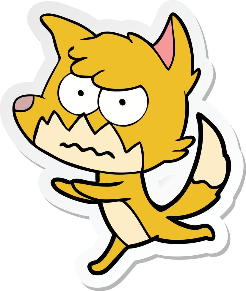 sticker of a cartoon annoyed fox vector