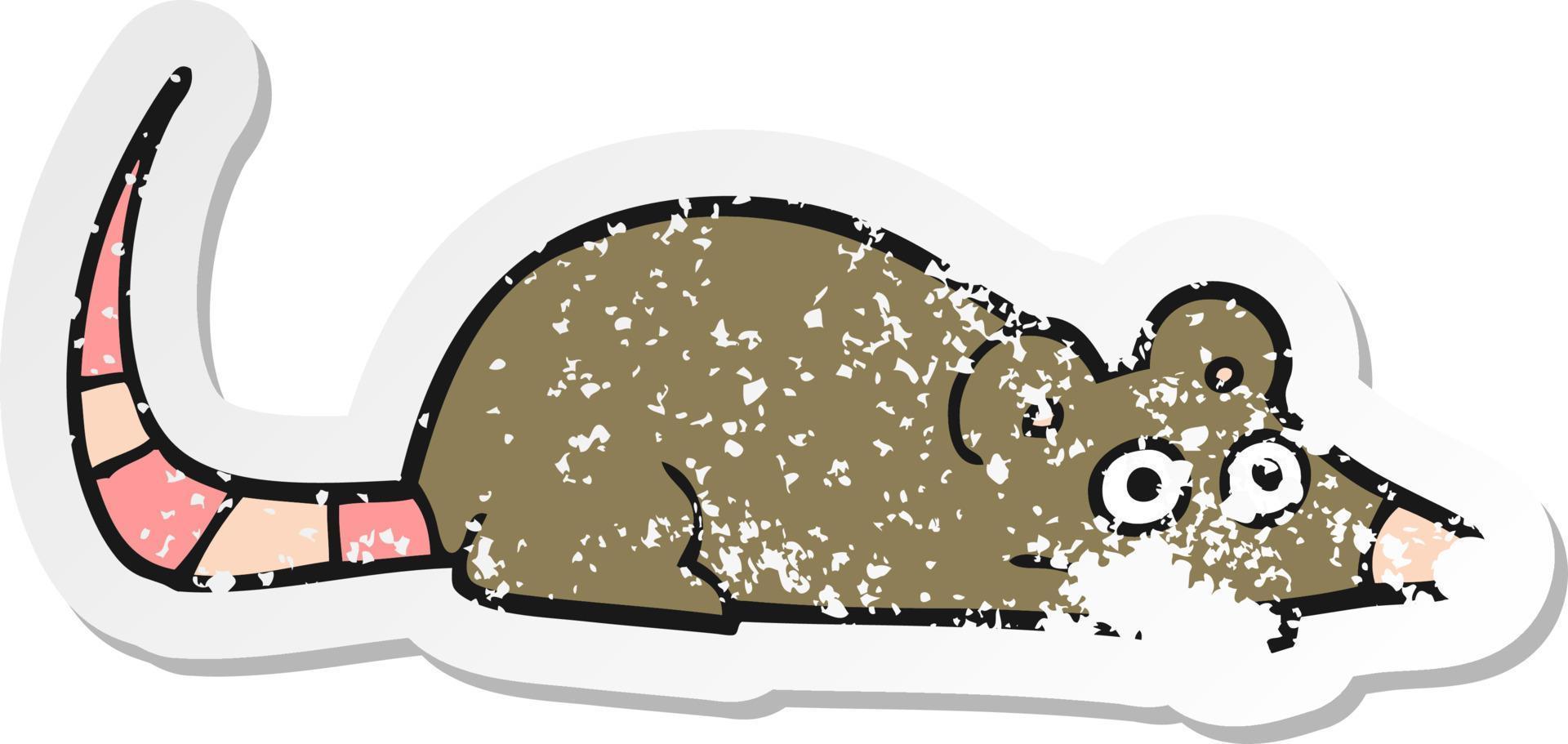 pegatina angustiada de un ratón de dibujos animados vector