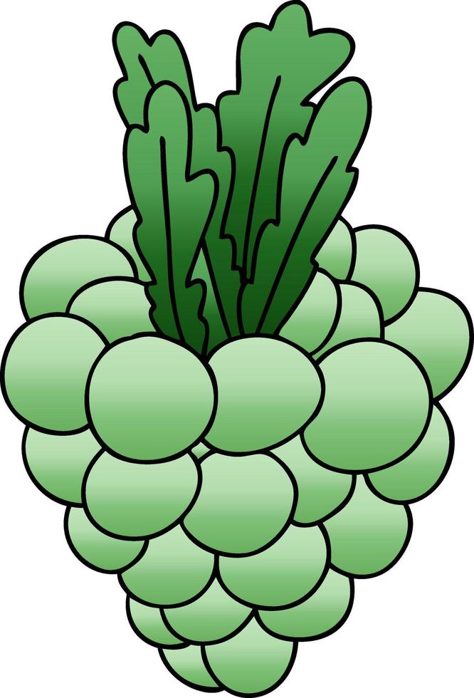 quirky gradient shaded cartoon bunch of grapes vector
