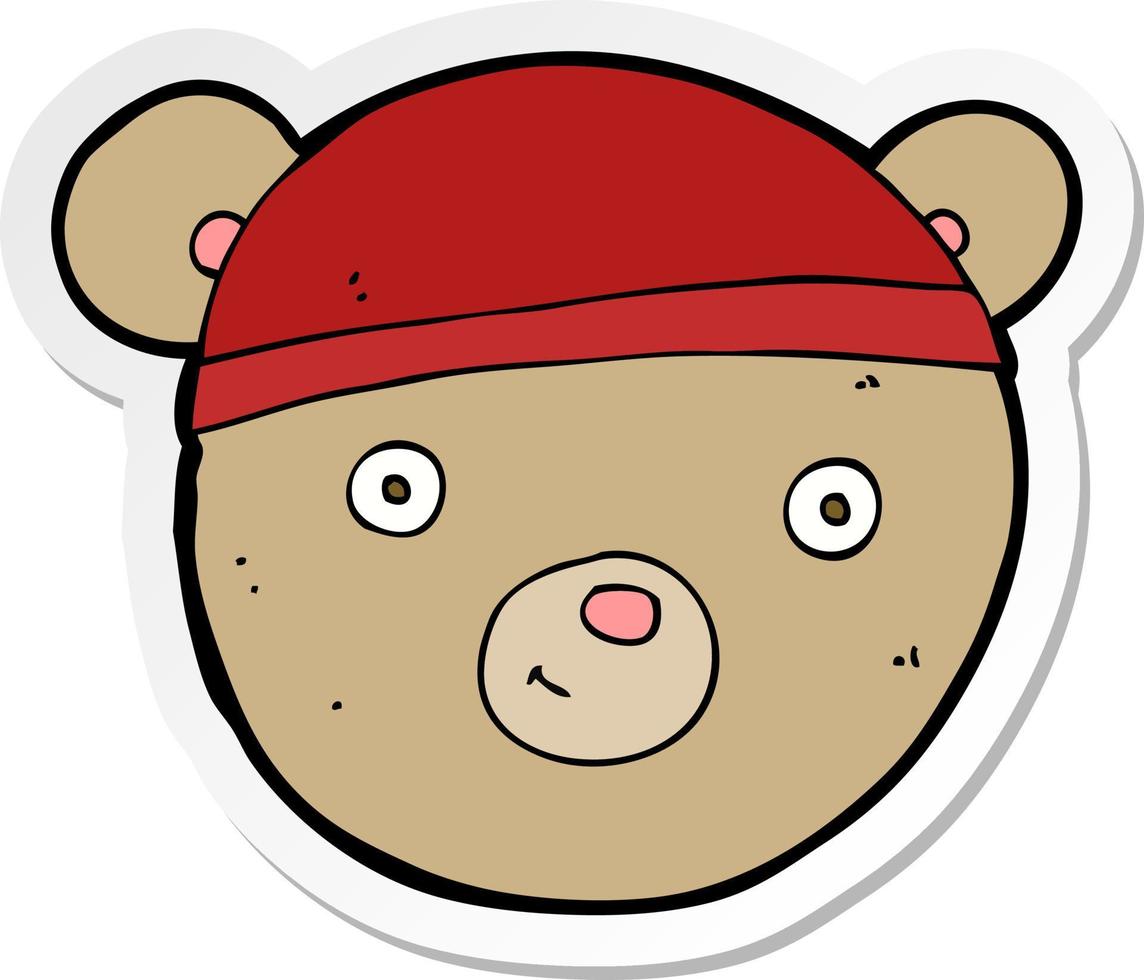 sticker of a cartoon teddy bear face vector