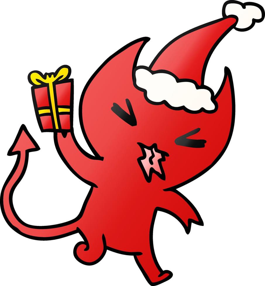 dibujos animados de gradiente de navidad del diablo kawaii vector