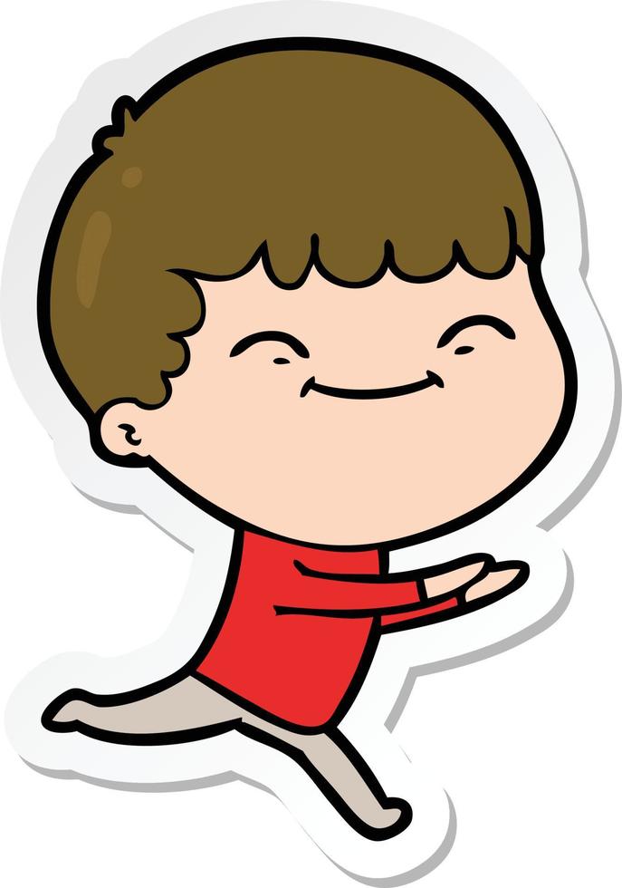sticker of a cartoon happy boy vector