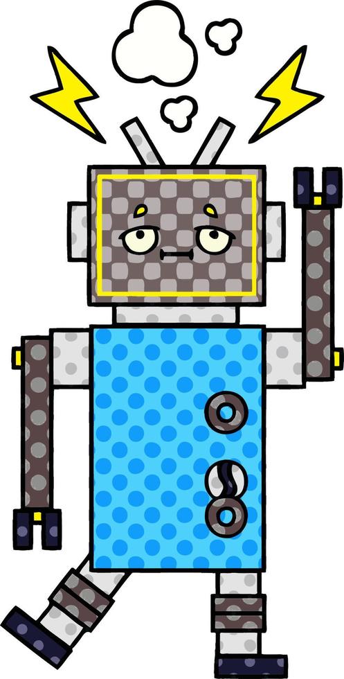 comic book style cartoon malfunctioning robot vector