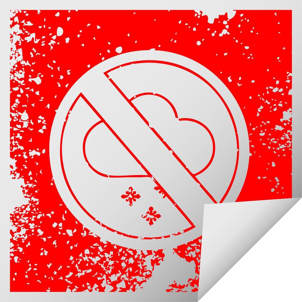 distressed square peeling sticker symbol no snow allowed sign vector