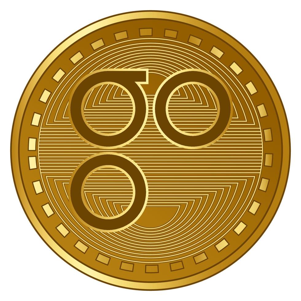 gold futuristic omisego cryptocurrency coin vector illustration