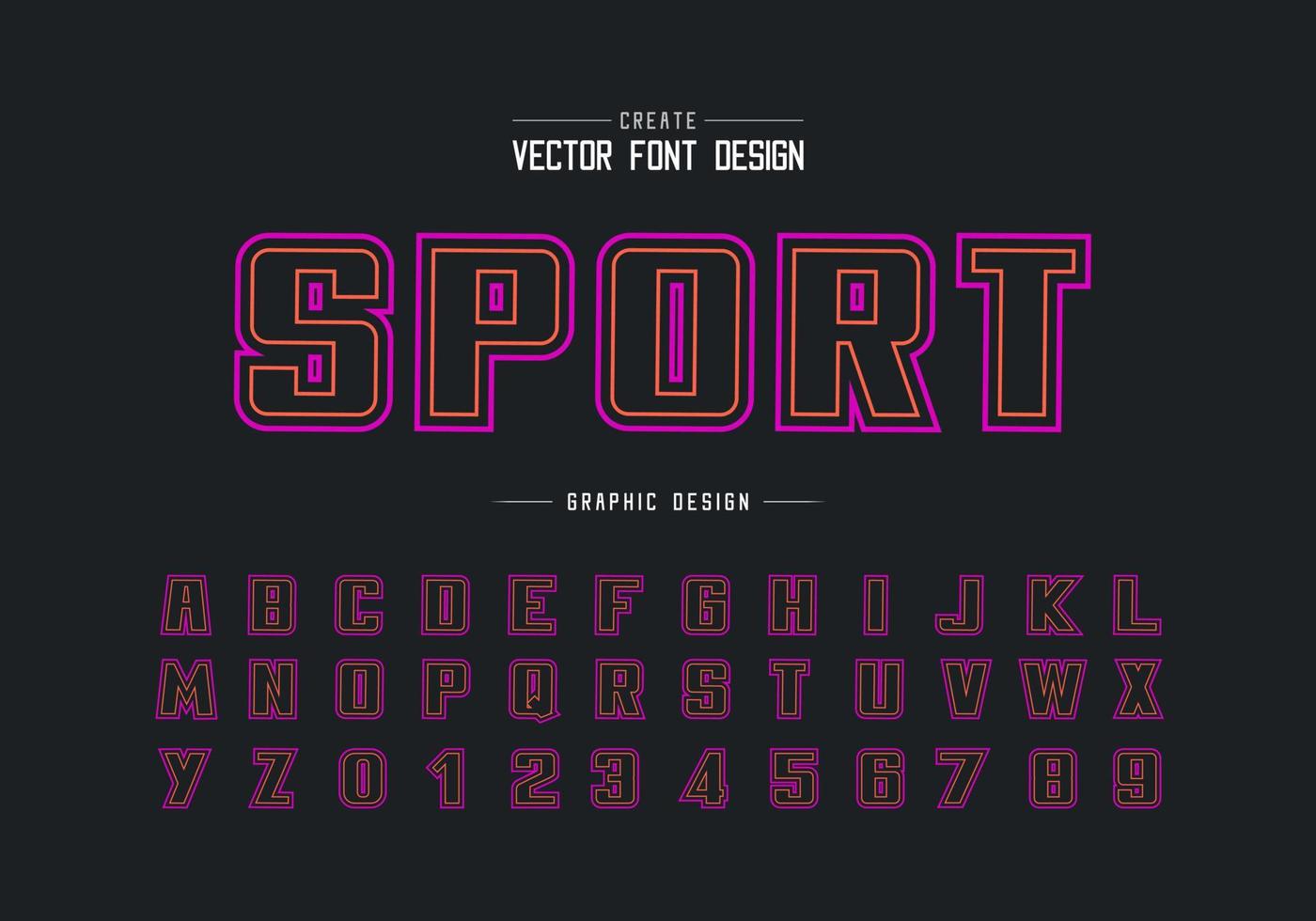 Bold double line font and alphabet vector, Writing typeface and number design vector