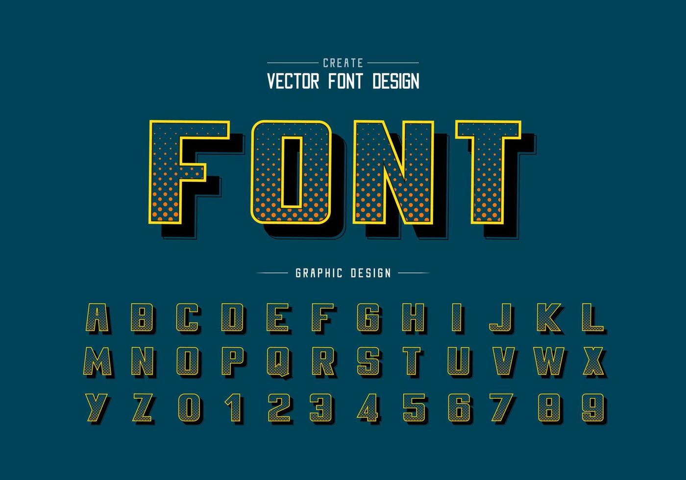 Halftone circle font and bold alphabet vector, Digital writing typeface and number design vector