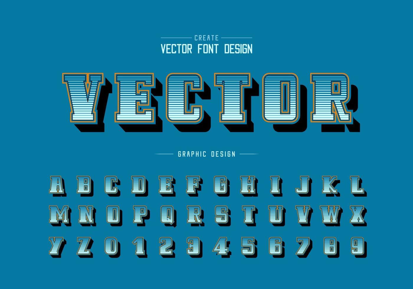 Line font and bold alphabet vector, Digital script and number design, Graphic text on background vector