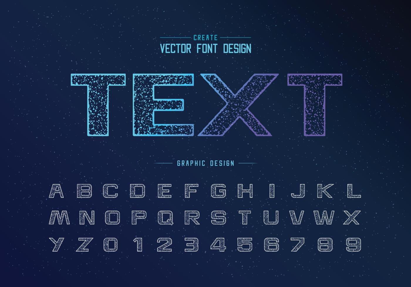 Texture bold Font and alphabet vector, Design typeface letter and number, Graphic text on background vector