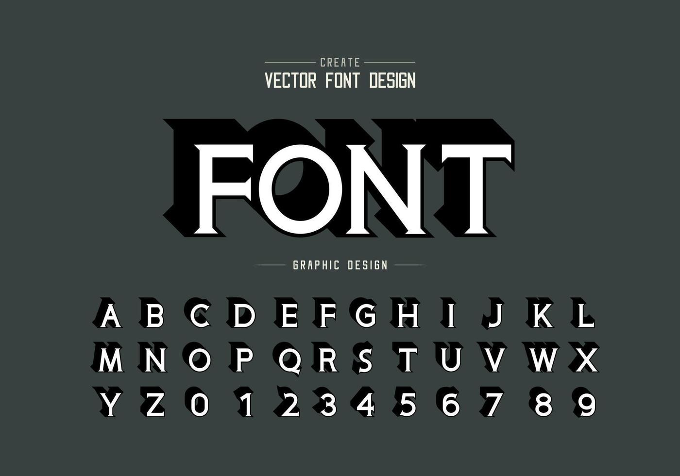 Shadow font and alphabet vector, Idea typeface letter and number design vector