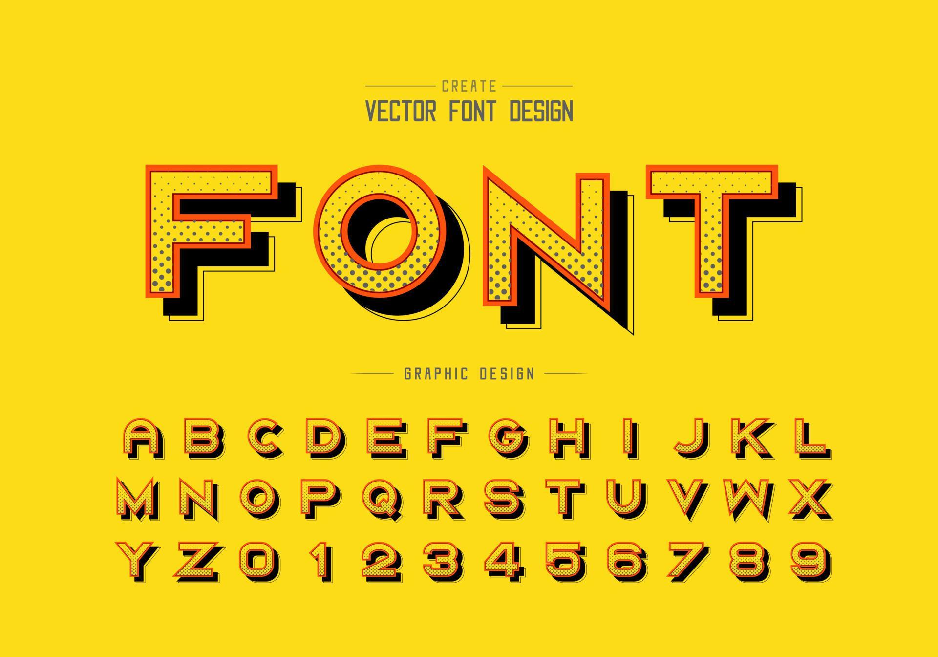 Halftone circle font and alphabet vector, Digital bold typeface letter