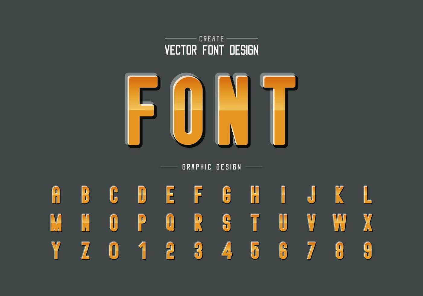 Gradient font and round alphabet vector, Reflective letter typeface and number design vector