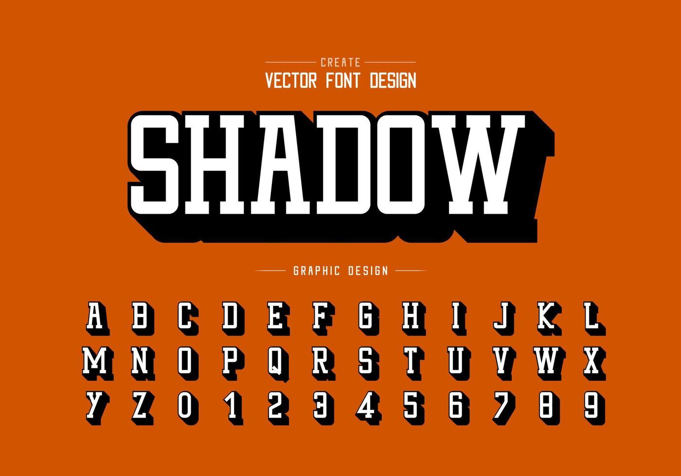 fuente de sombra y vector alfabético, tipografía y diseño de números, texto gráfico en el fondo