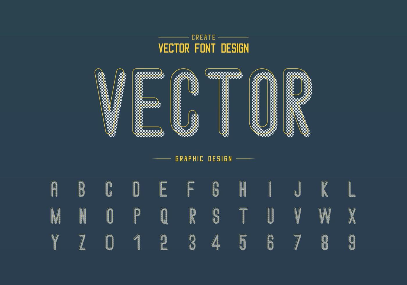 Pixel font and alphabet vector, Letter style typeface and number design, Graphic text on background vector