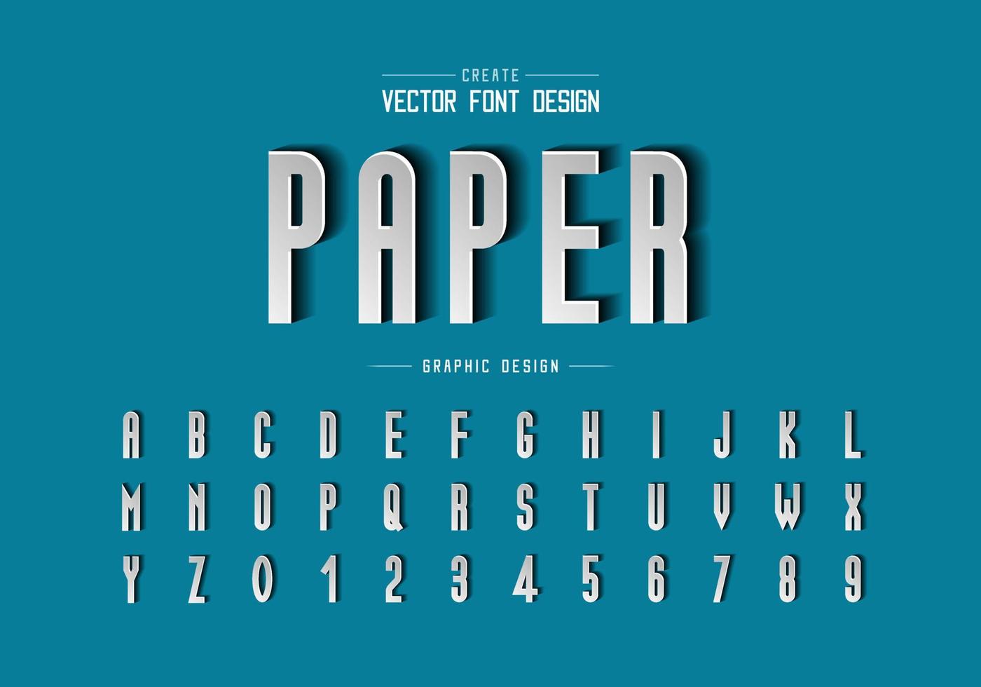 Paper cut font and alphabet vector, Tall typeface letter and number design vector