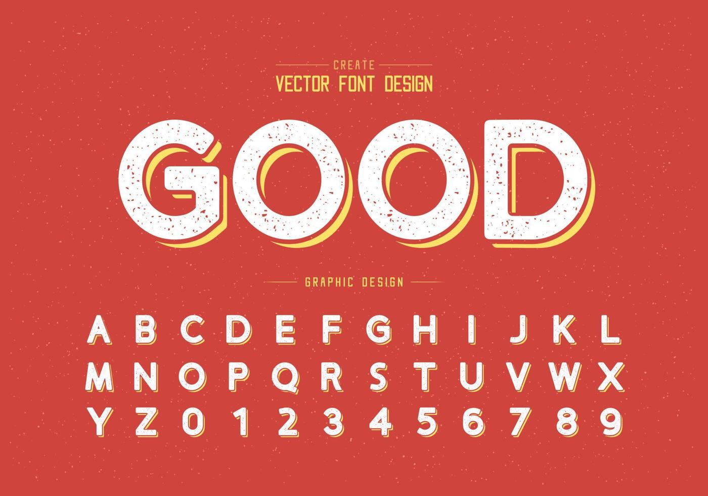 Texture Round font and alphabet vector, Design typeface and number, Graphic text on grunge background vector