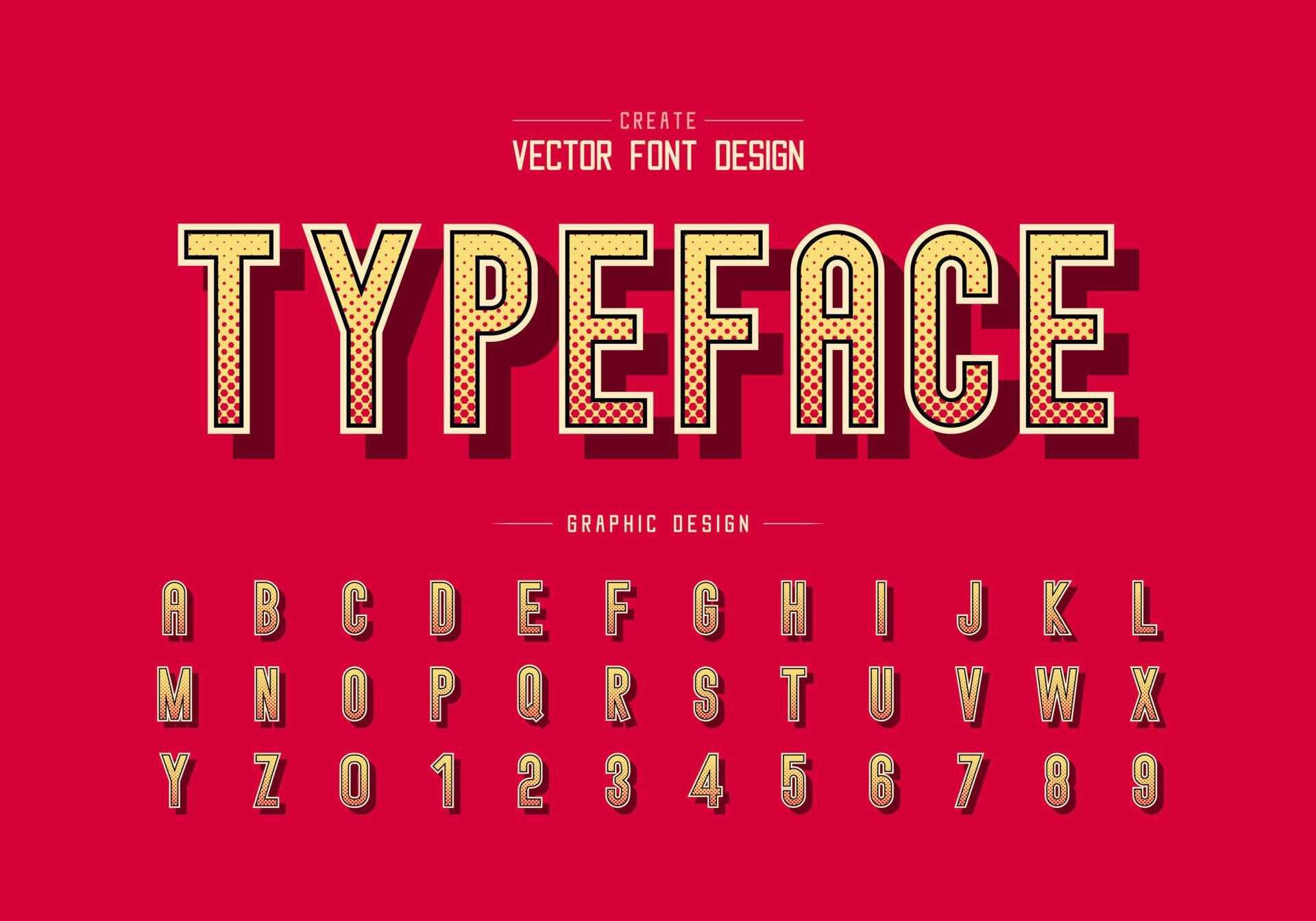 Halftone font and alphabet vector, Digital letter typeface and number ...