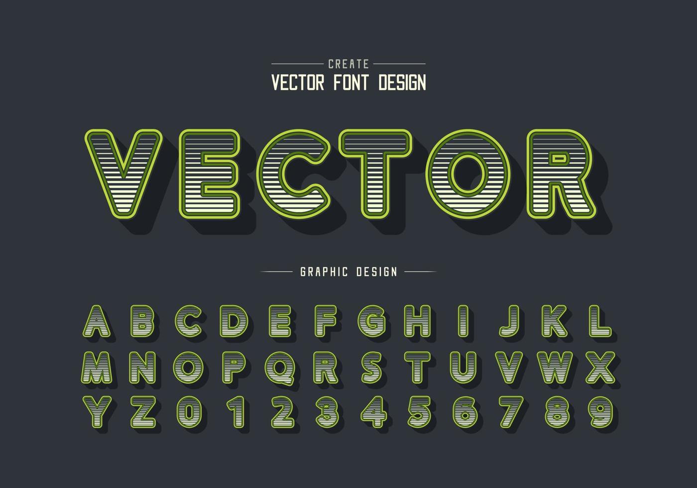 Line font and round alphabet vector, Digital design typeface and number, Graphic text on background vector
