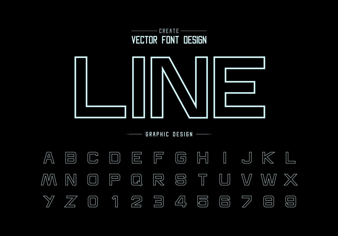 fuente de línea y vector alfabético, letra y número de tipografía de diseño, texto gráfico en el fondo