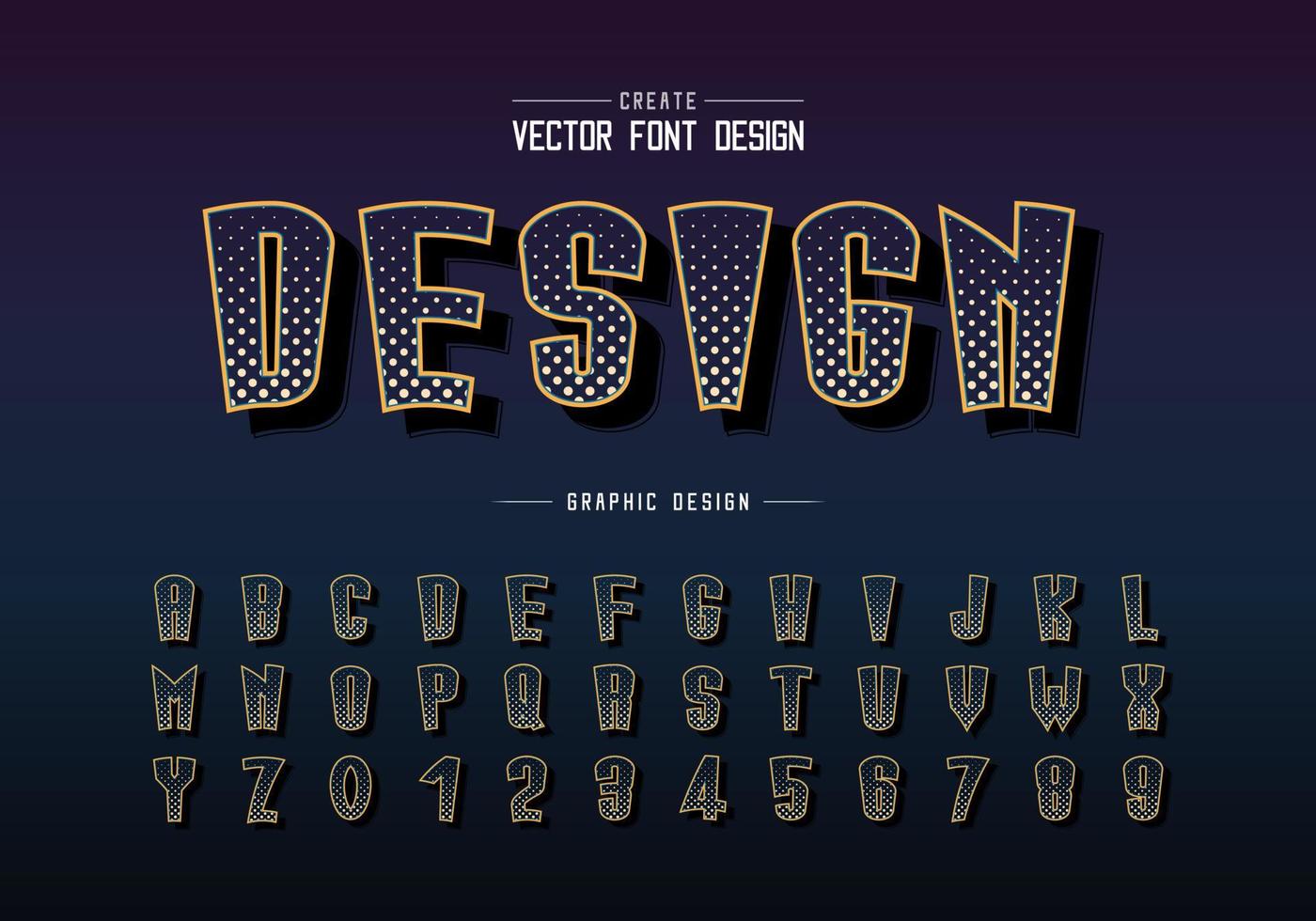 Halftone cartoon font and alphabet vector, Digital tall typeface letter and number design vector