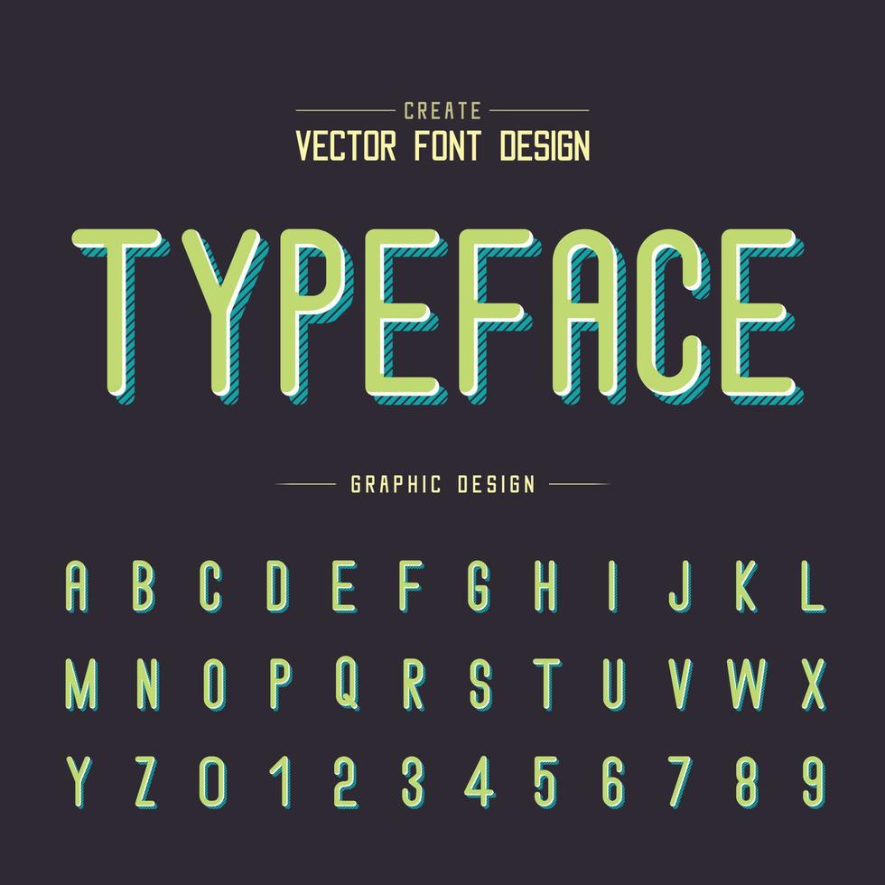 Font and alphabet vector, Letter style typeface and number design, Graphic text on background vector