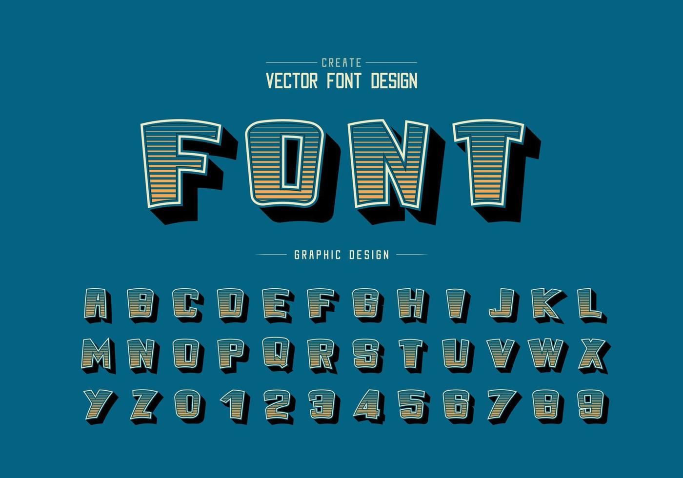 Line font and cartoon alphabet vector, Digital bold typeface and number design, Graphic text on background vector