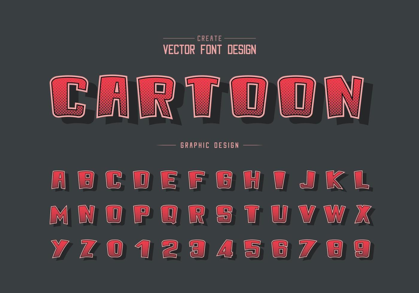 Halftone hexagon font and cartoon alphabet vector, Digital bold typeface and number design vector