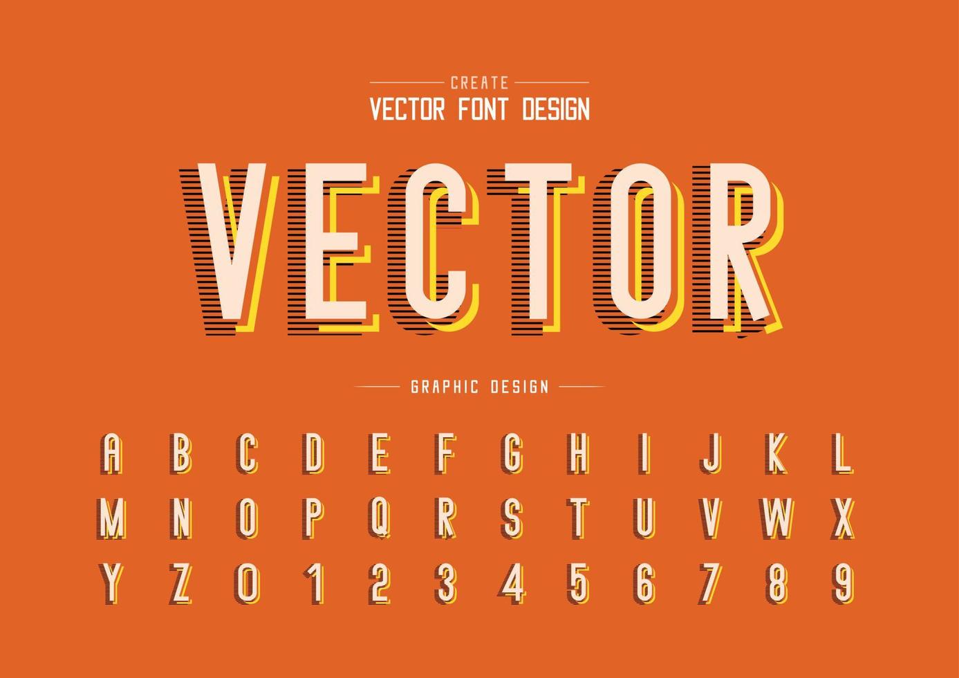 Font and alphabet vector, Line Letter typeface and number design, Graphic text on background vector