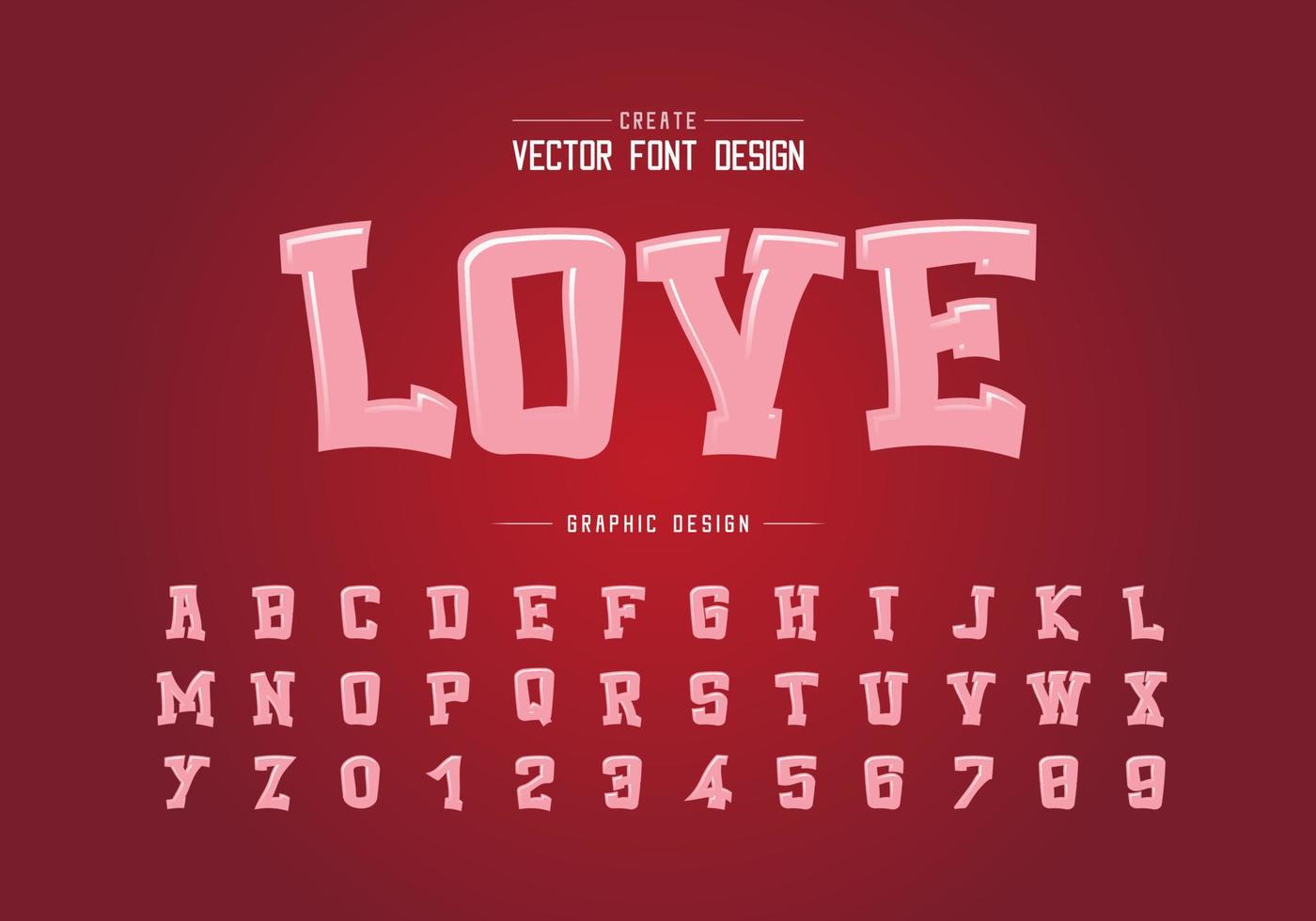 Highlights font and cartoon alphabet vector, Love typeface and number design vector